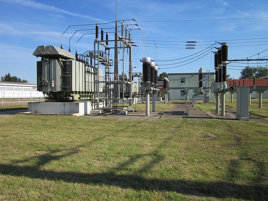 gray industrial machine, hockenheim, switchyard, transformer, relay, distribution, station, electricity, power, substation