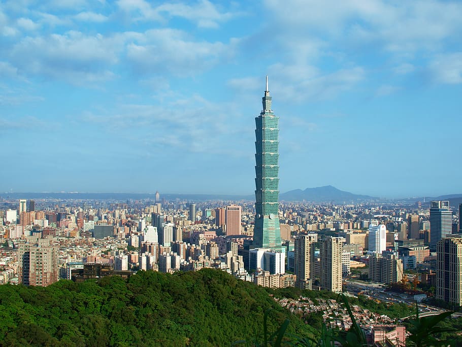 horizonte, edificio 101, medio, paisaje urbano, Taipei, edificio, Taiwán, fotos, metrópoli, dominio público
