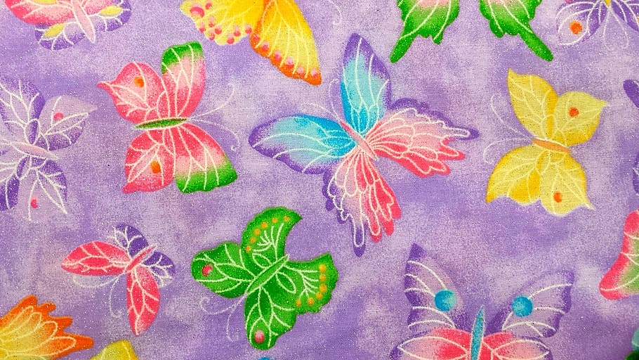 purple, multicolored, butterfly, printed, textile, fabric, cloth, clothing, pattern, design
