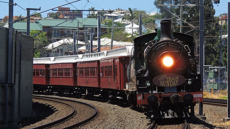Brisbane, tren, vapor, viajar, Australia, transporte, ferrocarril, estación, urbano, ciudad