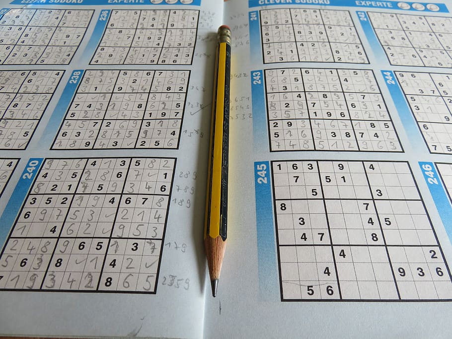 lazer, quebra-cabeças, sudoku, lápis, taxas, difícil, pagar, combinação, lógica, paciência