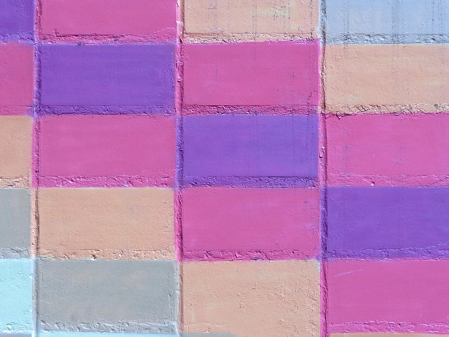 Latar Belakang, Batu Bata, Dinding, Warna, Pastel, tekstur, multi-warna, bingkai penuh, warna merah muda, tidak ada orang
