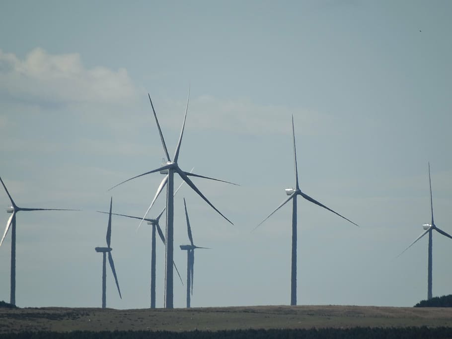 moinho de vento, parque eólico, céu, turbina, turbina eólica, geração de combustível e energia, energia renovável, conservação ambiental, energia alternativa, energia eólica