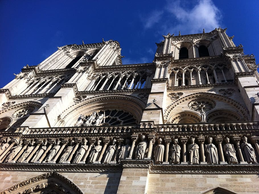 París, Notre Dame, catedral, arquitectura, exterior del edificio, estructura construida, edificio, vista de ángulo bajo, cielo, lugar de culto