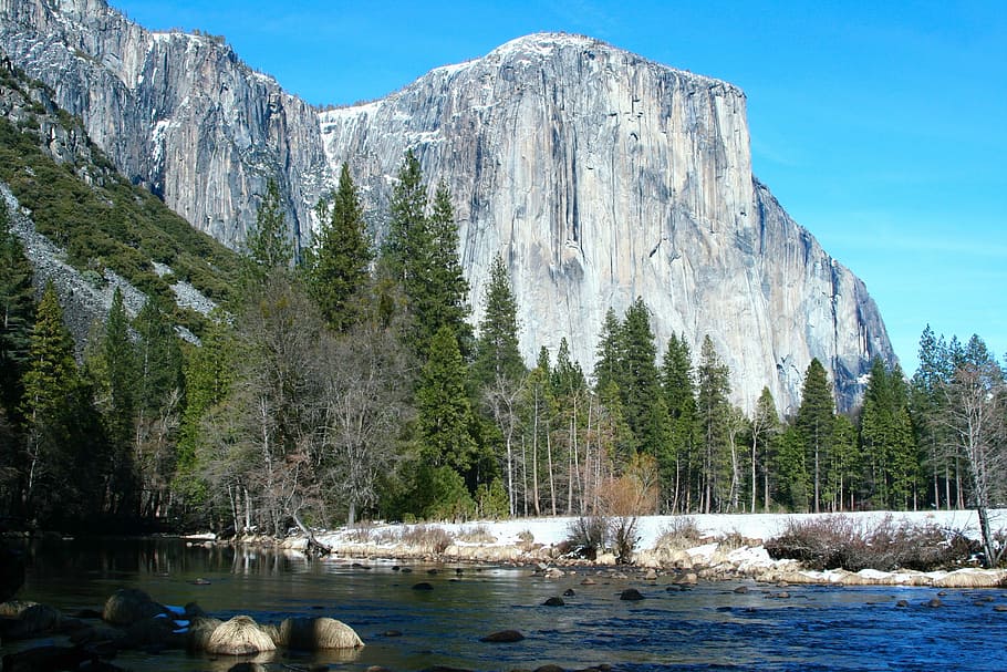 Yosemite, River, Snow, Valley, Valley, Park, snow, valley, park, natural, national, state of california