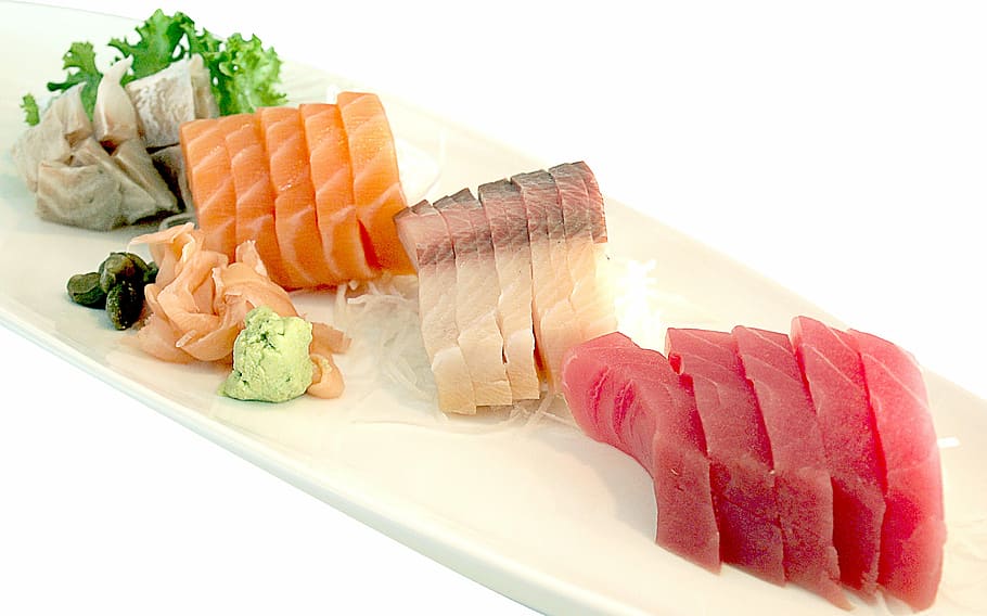 assorted sashimi dish, tuna, salmon, japan, seafood, fish, sea, healthy, sushi, food and drink