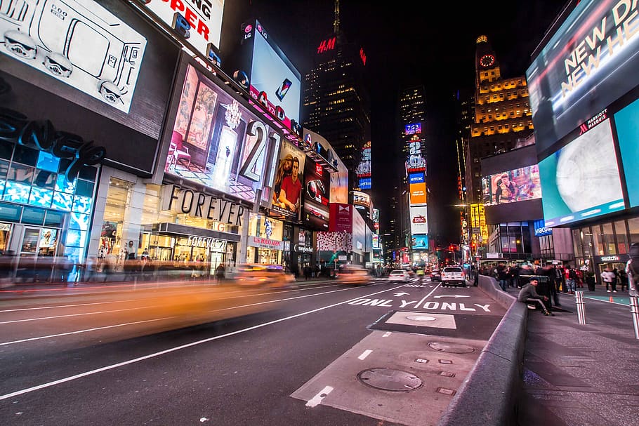 Times Square, New York, kota, NYC, kerumunan, sibuk, lalu lintas, orang, pejalan kaki, jalan