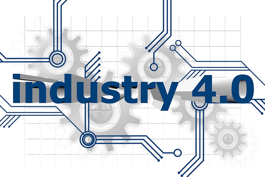 industry 4.0 logo, industry, project, federal government, high-tech, strategy, research, technology, production, gear