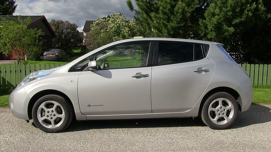 Car, Nissan Leaf, Electric, transportation, land Vehicle, no People, outdoors, fuel and power generation, tree, alternative energy