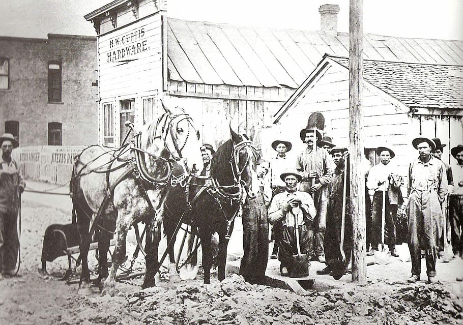 early, settlers plow, road, main, street, blackfoot, idaho, settlers, Main Street, Blackfoot, Idaho