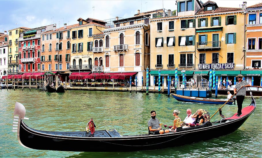 venice, channel, gondola, italy, architecture, old, buildings, world, destination, tourist