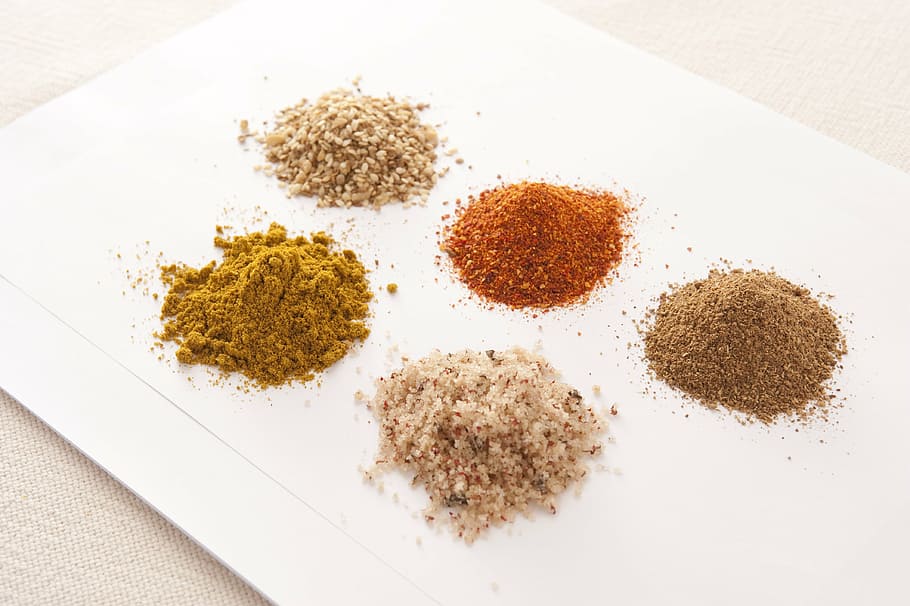 variety, powder spices, spice, seasoning, dining table, cuisine, cooking, food and drink, ground - culinary, food