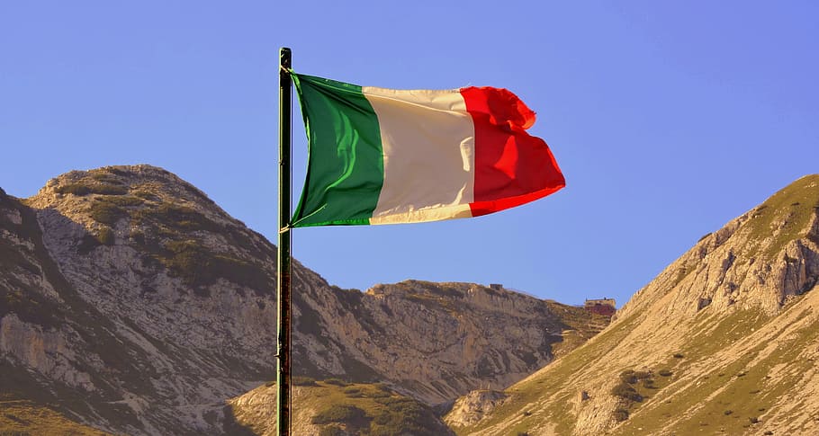 italy flag, daytime, flag, italy, auction, tricolor, mountain, carega, small dolomites, italian