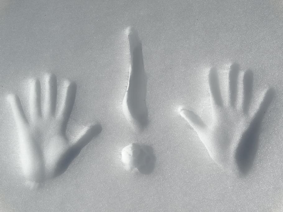 tanda seru, karakter, berhenti, berisi, isyarat tangan, trek salju, tangan manusia, tangan, bayangan, bagian tubuh manusia