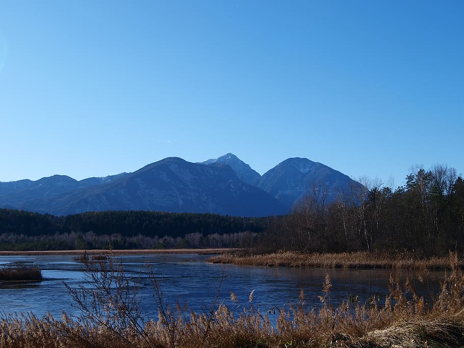 austria, carinthia, partly cloudy, mountains, sablatnik, sablatnikmoor, landscape, water, rest, mountain