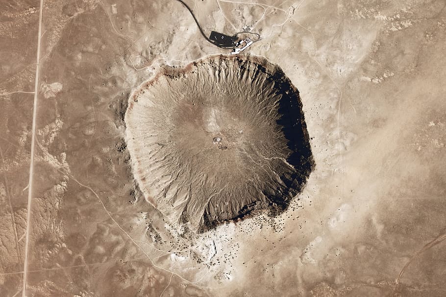 untitled, meteor, crater, meteorite impact, arizona, black and white, aerial view, satellite photo, hole, impact