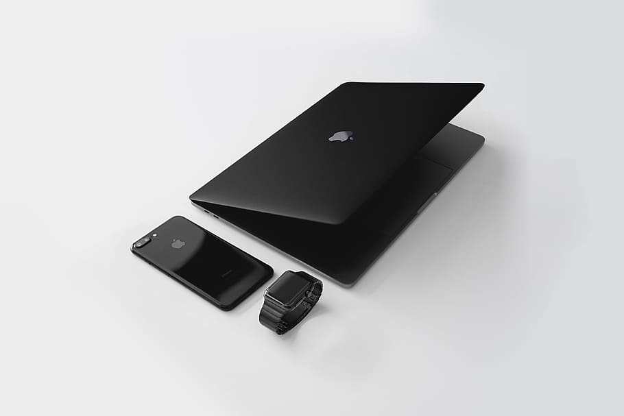 computadora portátil negra, computadora portátil, tecnología, computadora, teléfono, equipo, teléfono móvil, tecnología inalámbrica, teléfono inteligente, color negro