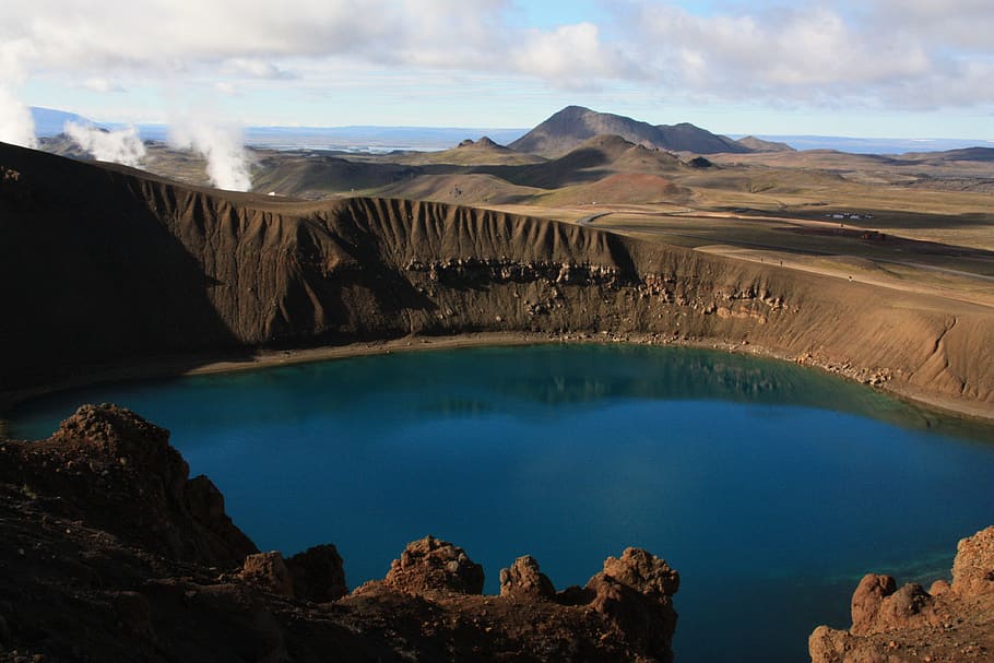 Viti, Krafla, Crater Lake, crater, iceland, blue, farbenspiel, myvatnregion, beauty in nature, scenics