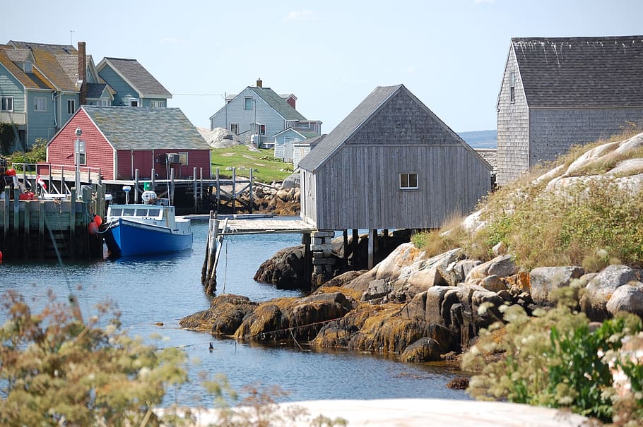 peggy's cove, ns canada, coastal, built structure, water, architecture, building exterior, building, sky, house