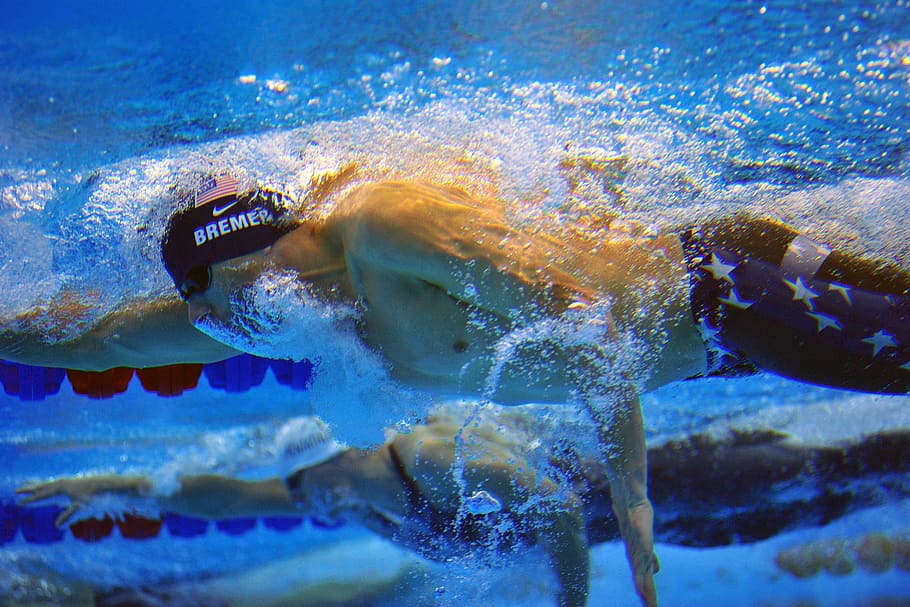 low-angle photography, people, diving, pool, swimmer, competition, olympics, athlete, style, race