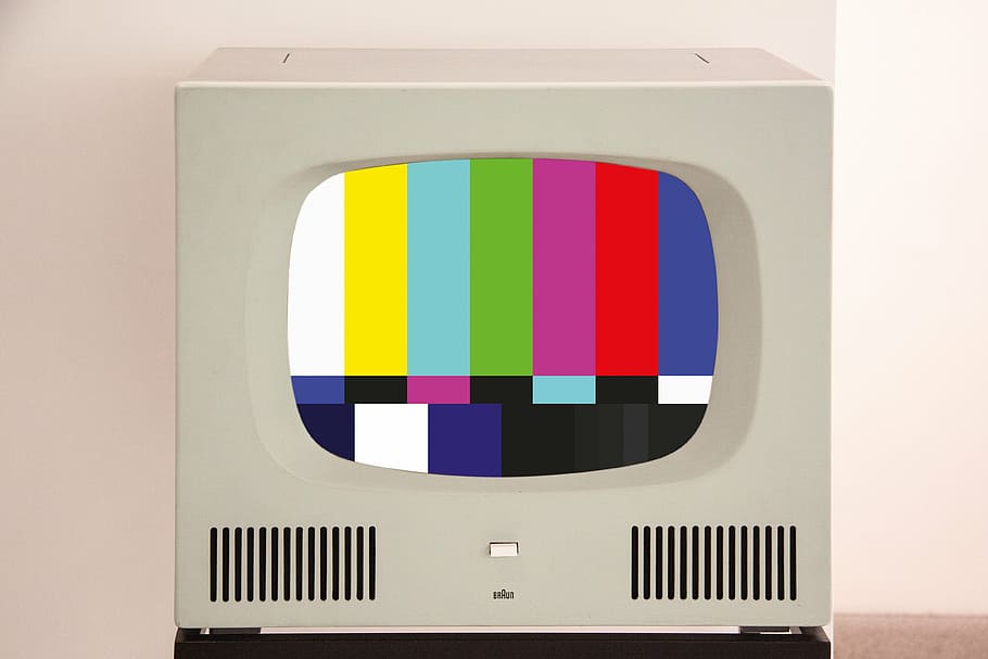 blanco, tv, mostrando, tarjeta de prueba de tv, imagen de prueba, hf 1, diseño, herbert hirche, diseñador, clásico