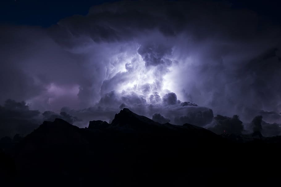 tebal, awan, gunung, foto, tornado, langit, gelap, berawan, hujan, badai