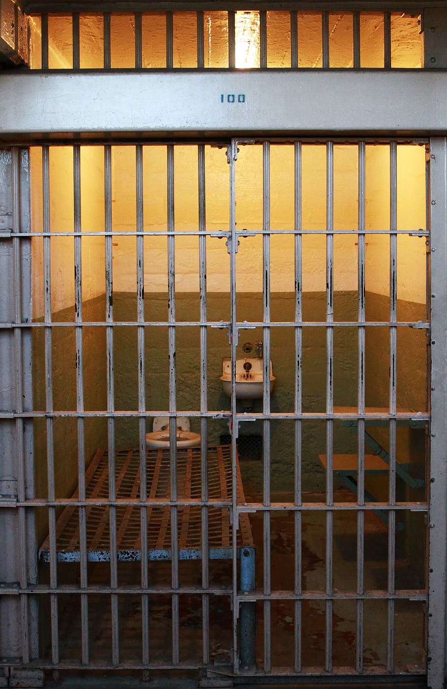 Closed Gray Metal Gate Jail Jail Cell Alcatraz Prison Bars Behind Bars Criminal Prison 