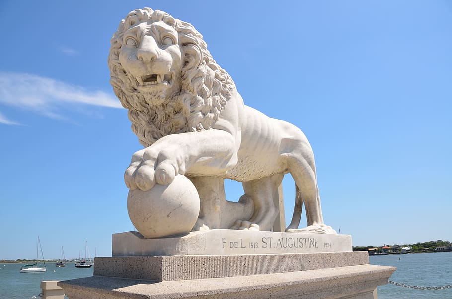 Lions Bridge, St, bridge, lion, augustine, florida, landmark, sculpture, art, city