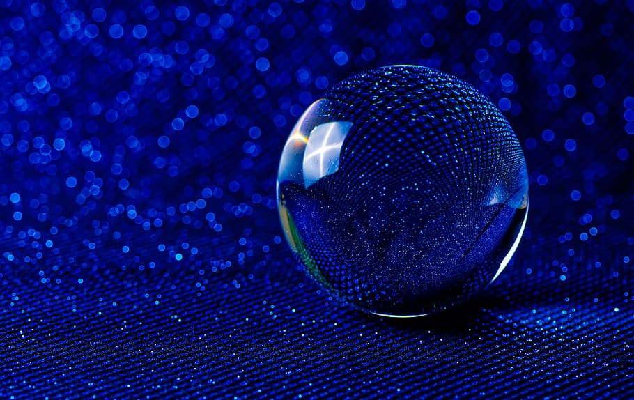 crystal ball-graphy, bokeh, blue, glitter, ball, lights, colorful, magic, mirroring, close-up