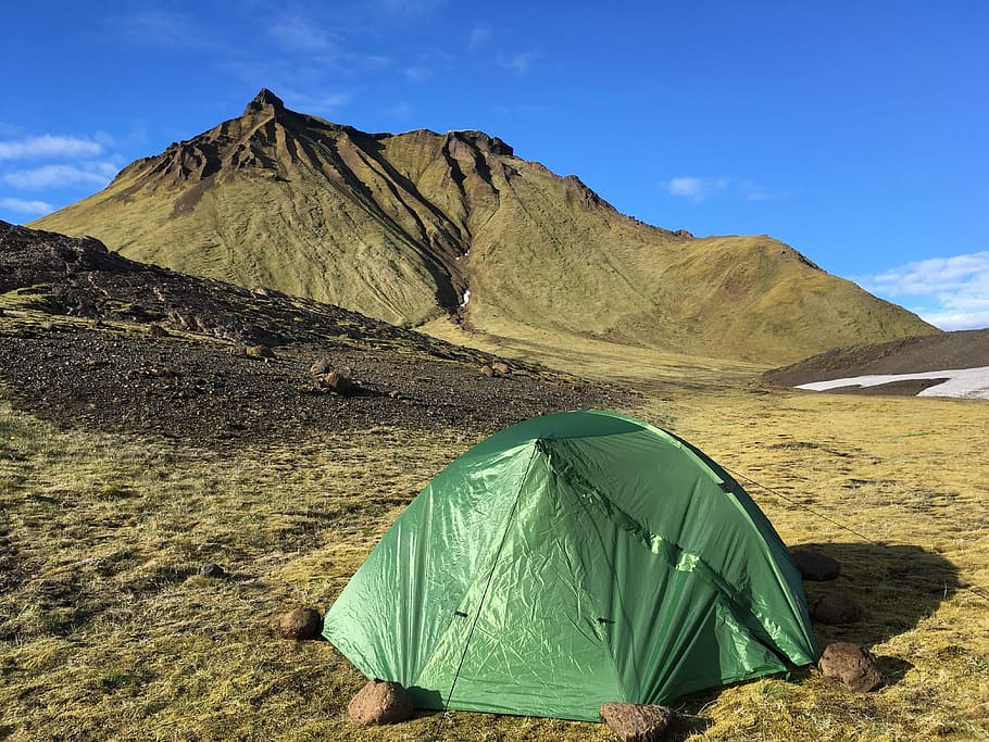 tent, mountains, mountain, rocks, nature, sky, iceland, stones, silence, scenics - nature