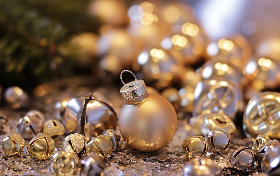 christmas, christmas balls, christmas bells, decoration, advent, christmas time, christmas greeting, balls, bell, gold