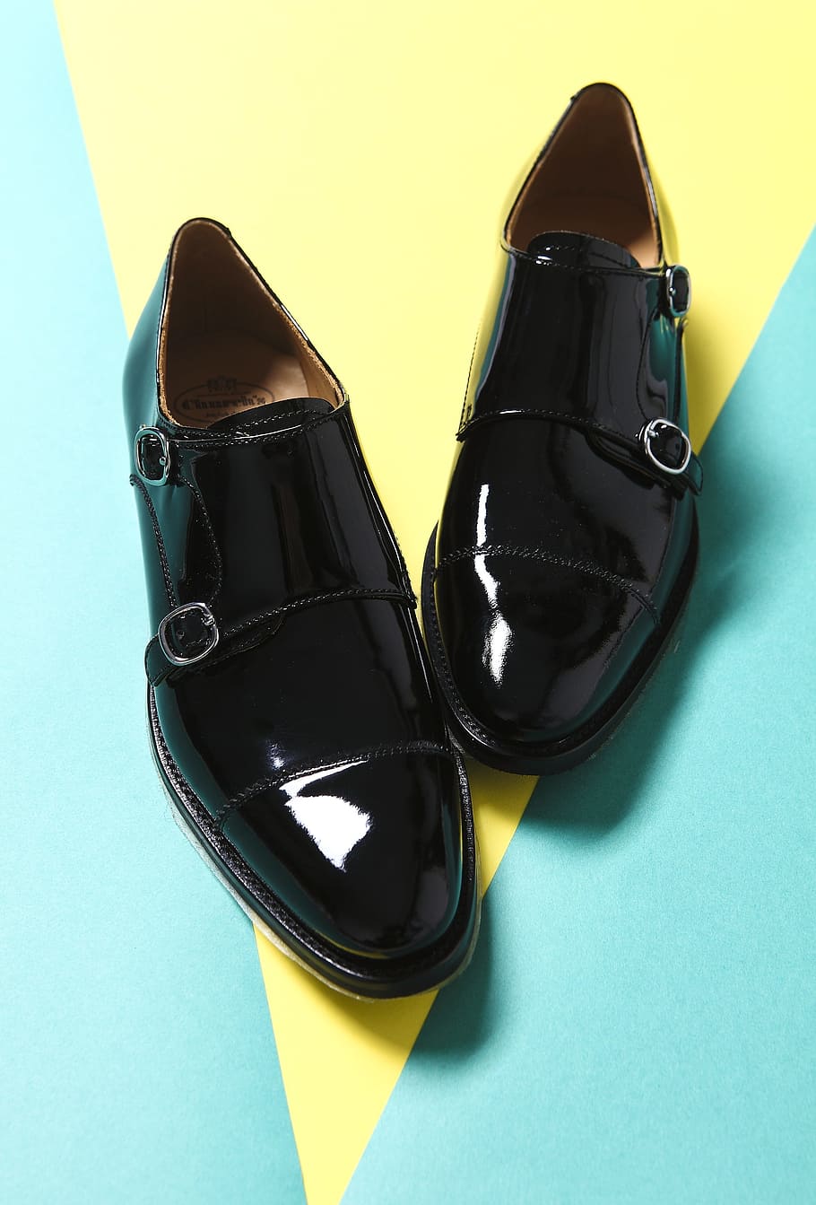 pair, black, leather loafers, leather shoes, fashion, color, line, men, office, yellow