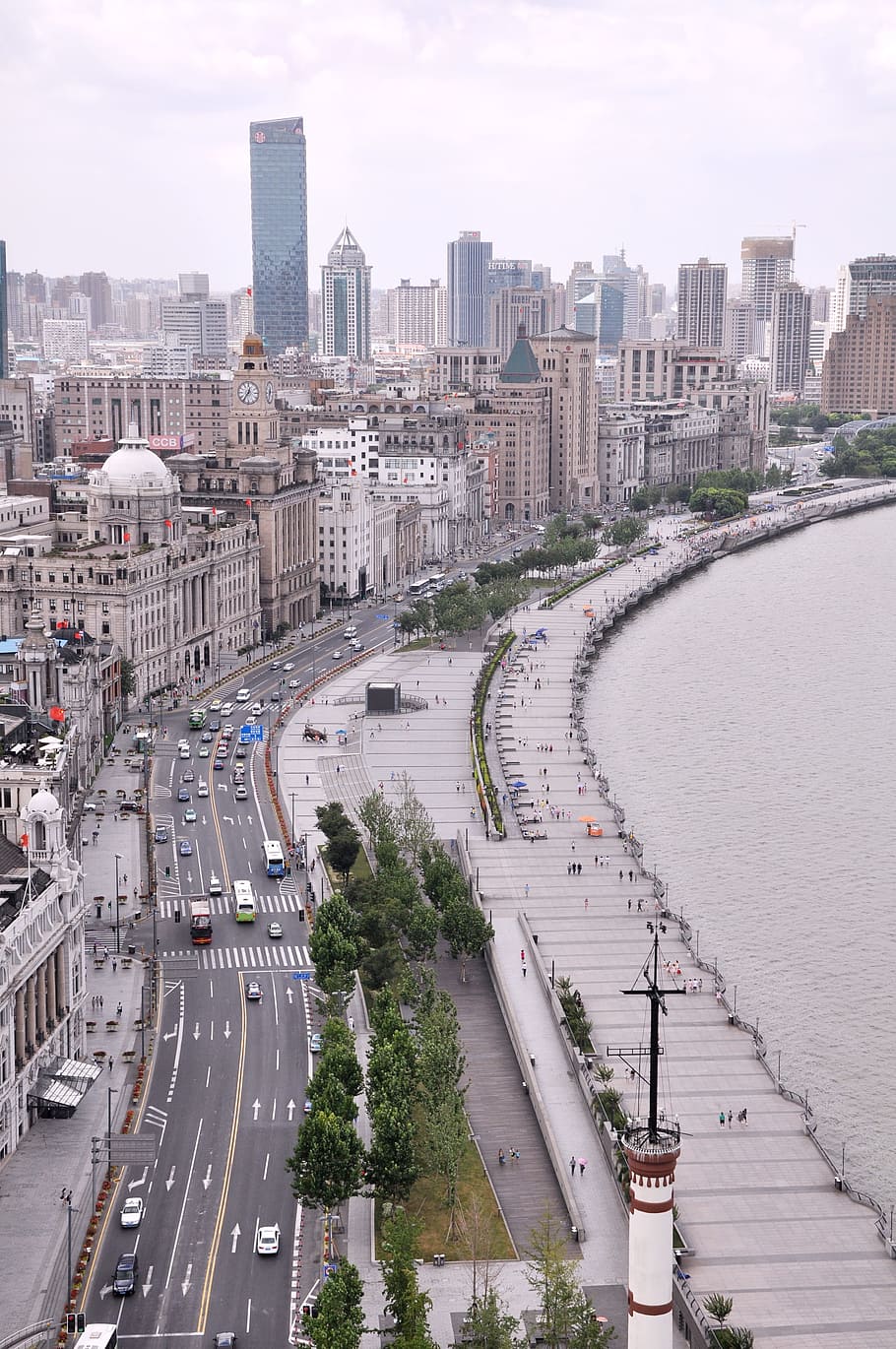 Xangai, Edifício, Rua, The Bund, cidade, edifícios altos, rio huangpu, paisagem urbana, cena urbana, tráfego