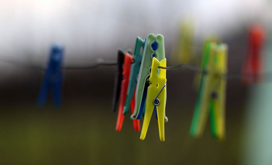 pliers laundry, coloring, wire, plastic, clothespin, clothesline, multi colored, hanging, close-up, clip