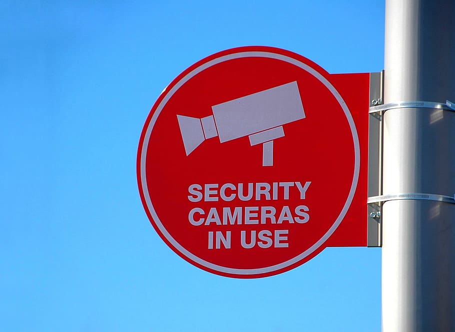 Signo de cámara de seguridad, signo, cámara, seguridad, símbolo, icono, protección, sistema, vigilancia, digital