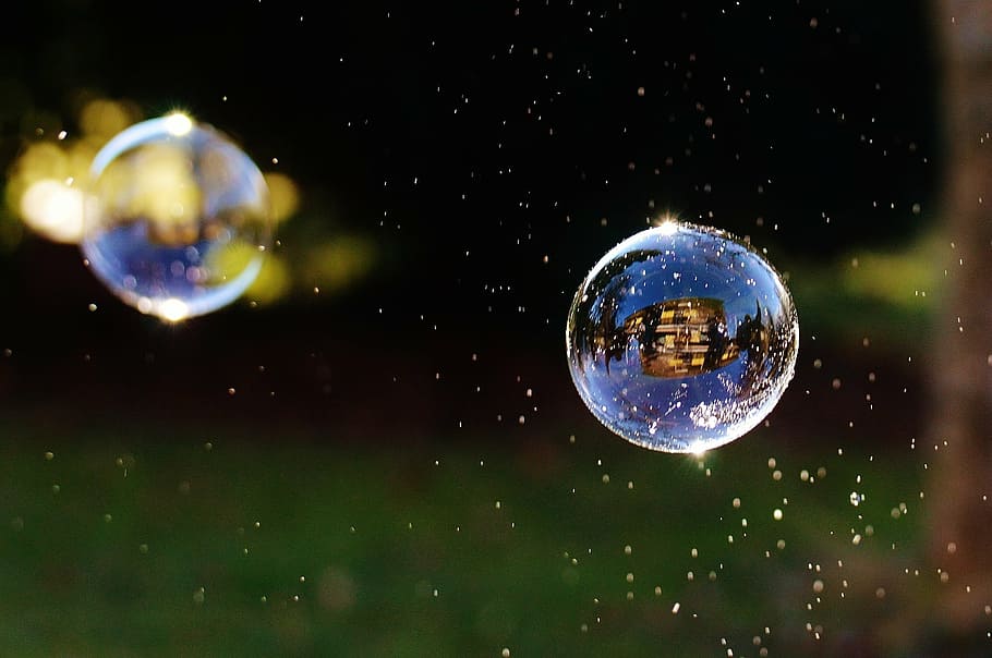 soap bubbles, colorful, balls, soapy water, make soap bubbles, float, mirroring, nature, space, sphere