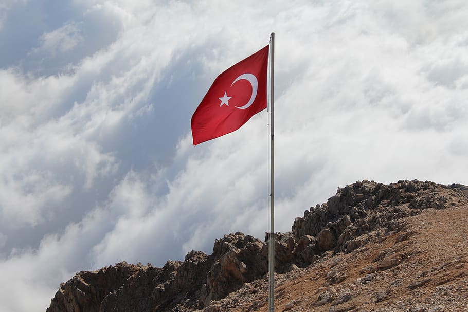 flag, turkey, red, turkish, star, white, month, istanbul, symbol, crescent