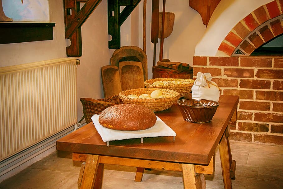 cozinha, historicamente, utensílios de cozinha, museu, imagem hdr, bracketing de exposição, schloß lichtenburg, prettin, padaria, forno