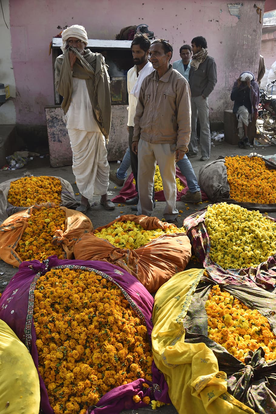 India, Market, Flowers, Wholesaler, display, colorful, colors, asia, selling, cultures