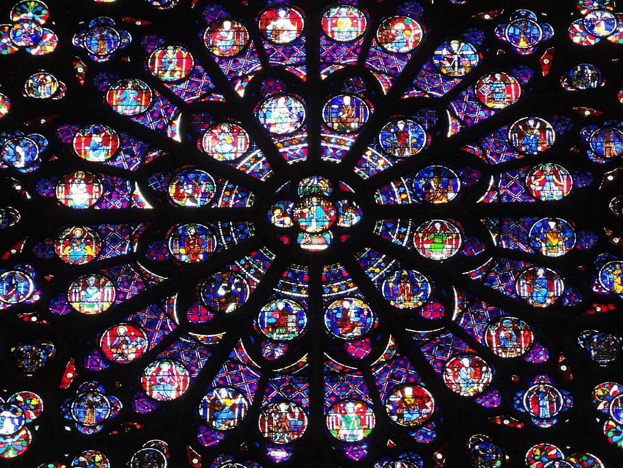 paris, notre dame, notre, dame, cathedral, architecture, gothic, stained glass, facade, glass