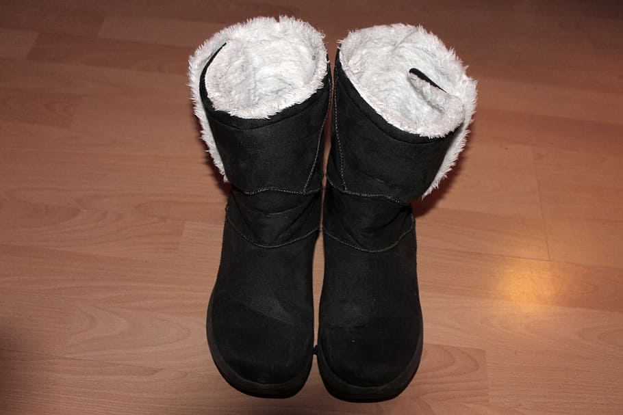 winter boots, boots, two, shoes, fed, shoe, flooring, wood, hardwood floor, indoors