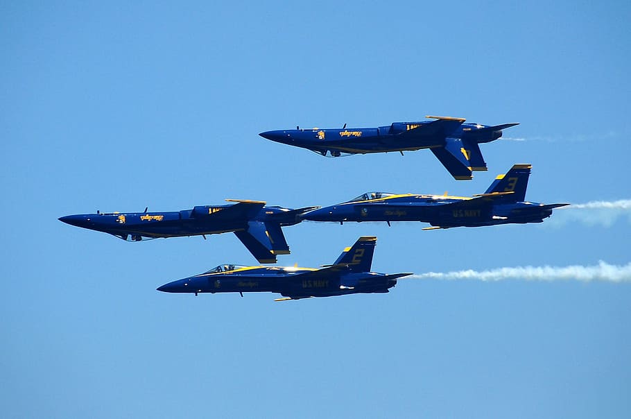 ángeles azules, azul marino, precisión, aviones, entrenamiento, salidas, maniobras, demostración, equipo, trabajo en equipo