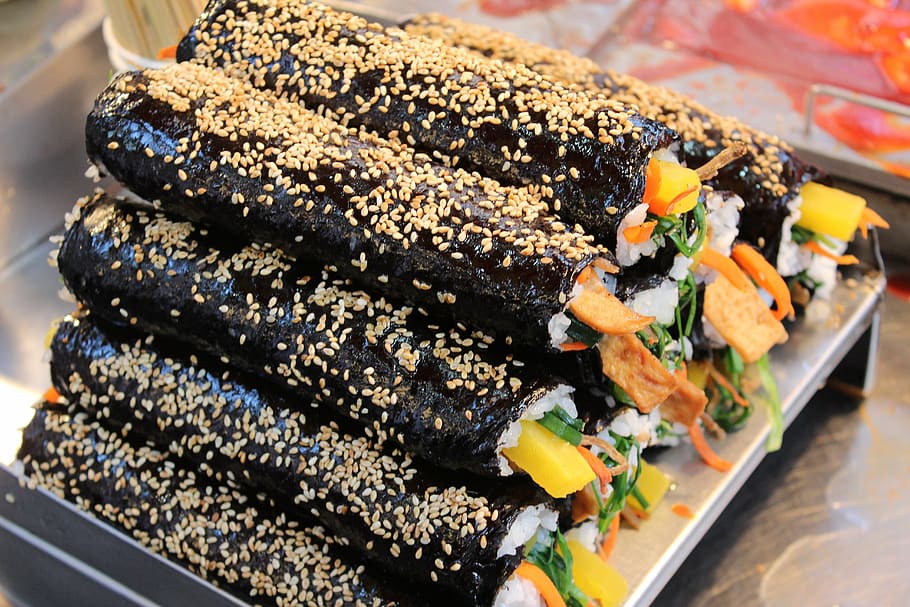 sushi rolls, tray, kim rice, the fraudulent, dining, food, food and drink, freshness, indulgence, baked