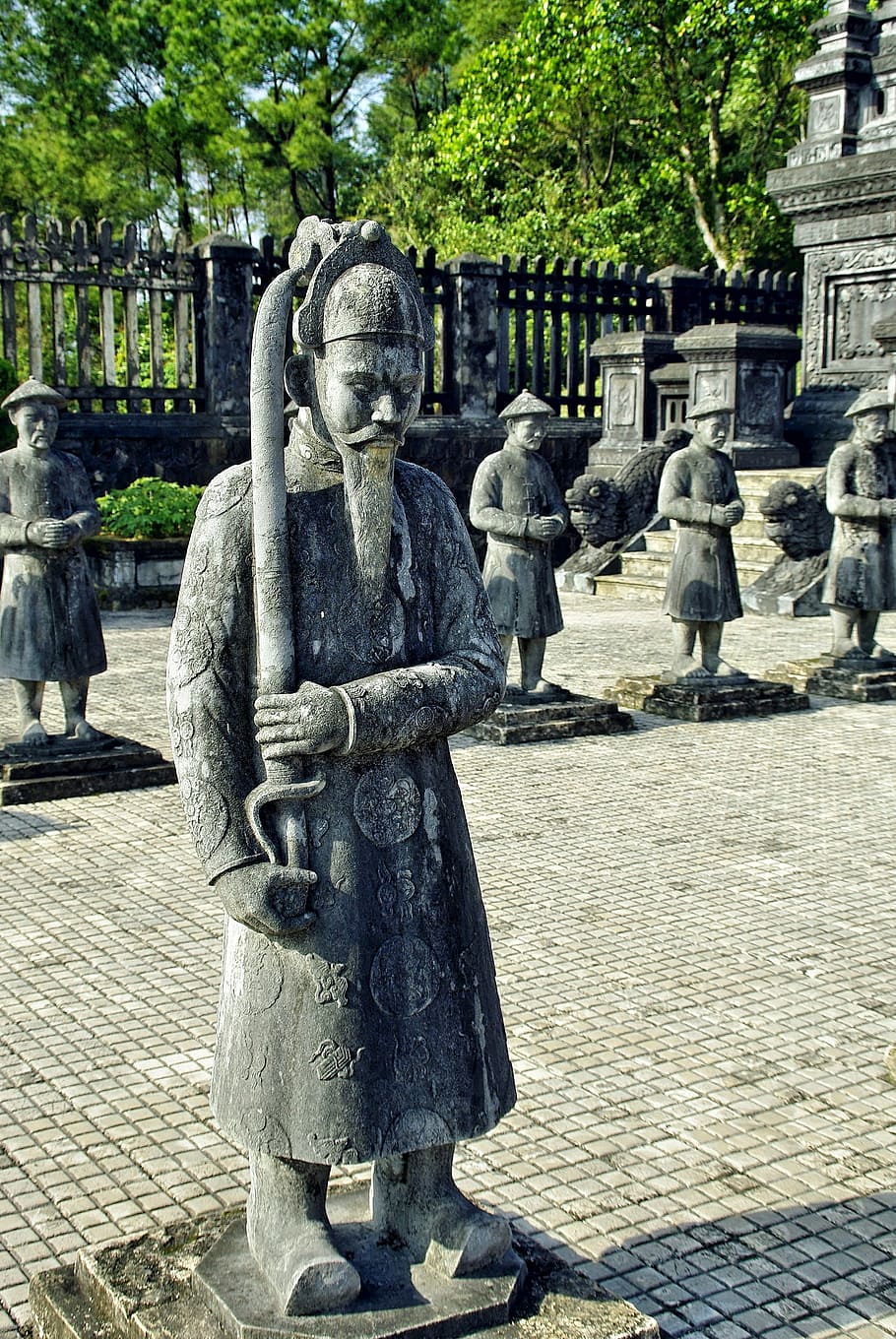 Vietnam, abucheado, estatua, carta, tumba, imperial, mausoleo, khai dinh, escultura, arte y artesanía