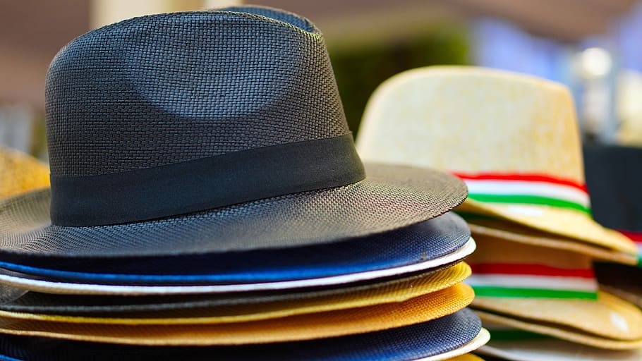 hat, men, man, straw hat, fashion, stack, clothing, summer, multi colored, choice