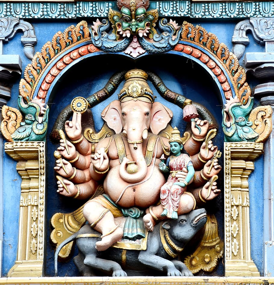 lord ganesha statue, ganesha, parvathi devi, madurai, meenakshi amman temple, culture, tradition, heritage, art and craft, representation