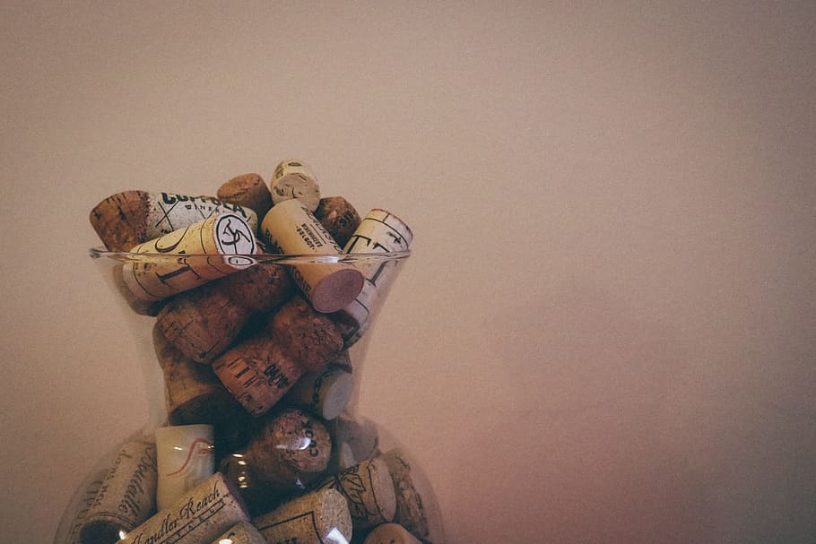 jar, brown, cork stoppers, wine, champagne, cork, corks in a vase, drink, red, alcohol