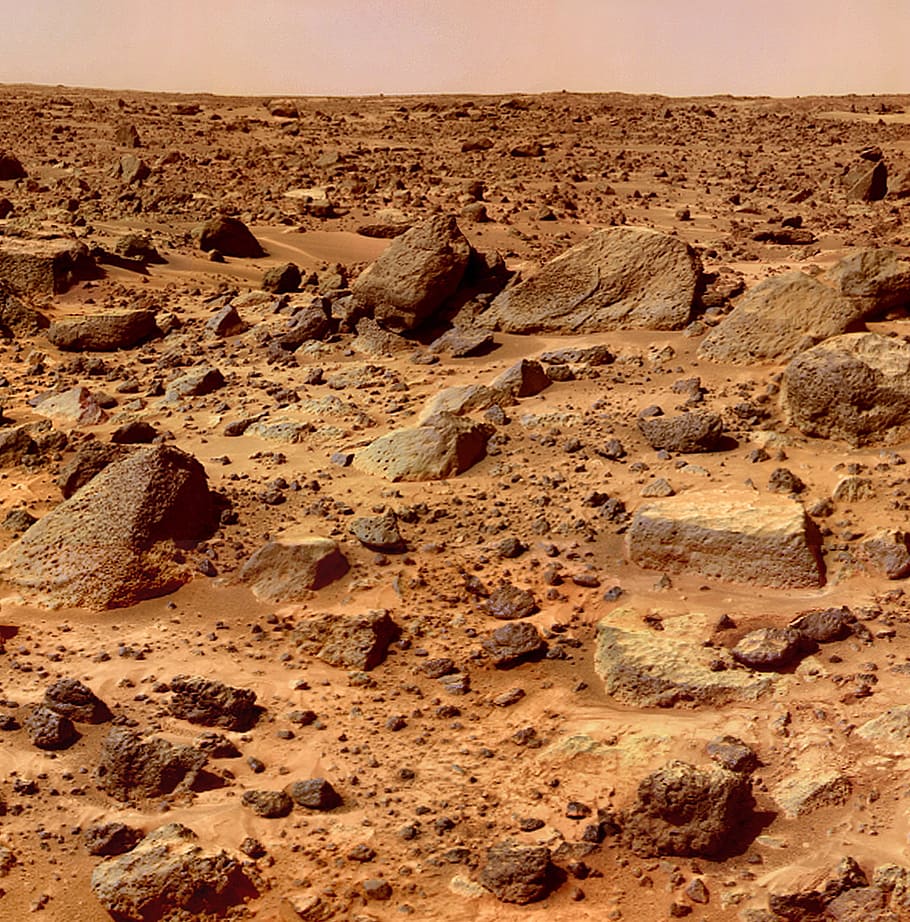 gray rocks field, mars, planet, surface, space, space travel, solar system, rock, desert, land