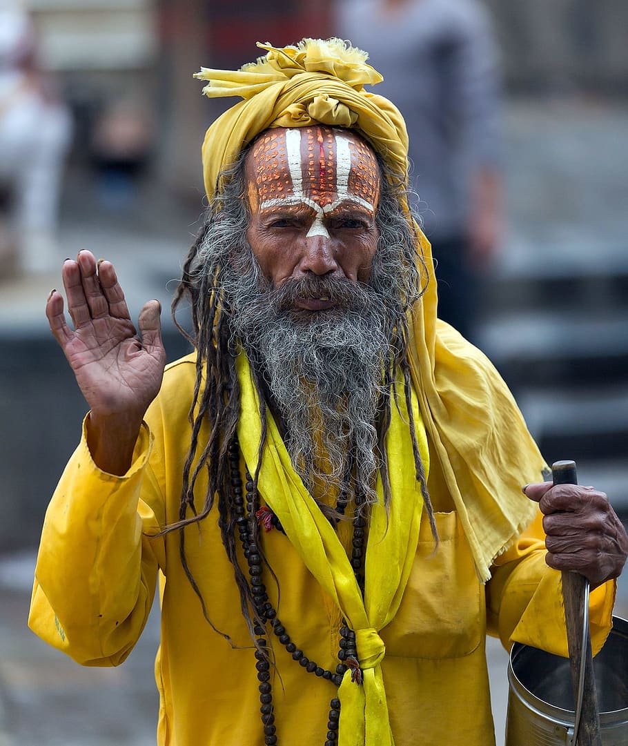 남자, 입고, 노랑, 보유, 활기없는, 막대, 모금, 오른쪽 손바닥, 네팔 사람, 전문가