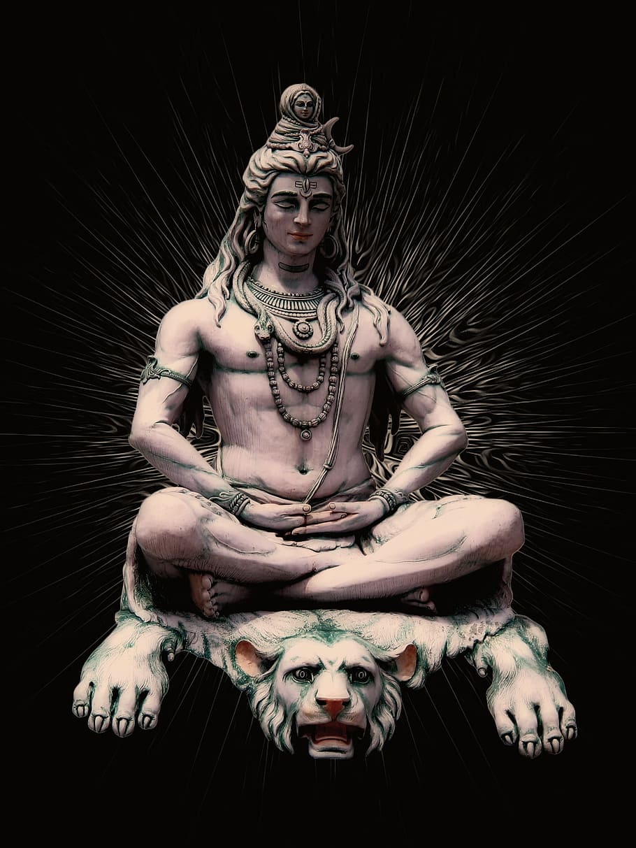 fotografia da divindade hindu, divindade hindu, shiva o deus hindu, shiva, índia, rishikesh, ganges, estátua, deus hindu, hinduísmo